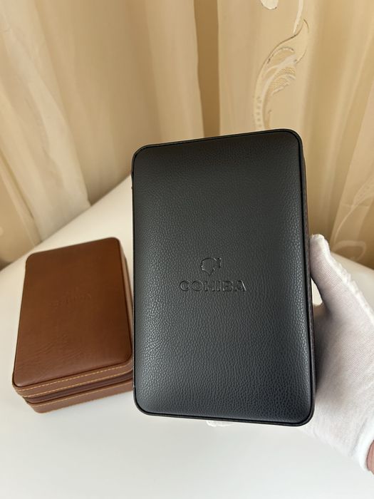 Cohiba преносим хумидор за 4 пури – кожа и кедрово дърво, кафяв/черен