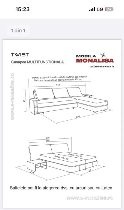 Canapea multifunctionala twist