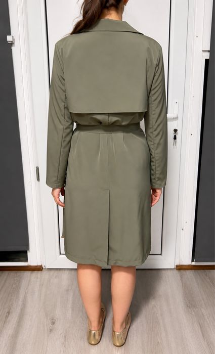 trench dama verde elegant curea talie stil chic marime s m