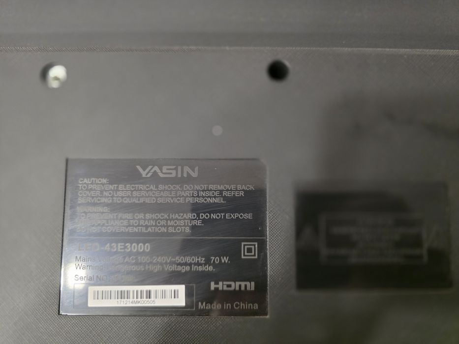 Продаеться телевизор Yasin 43