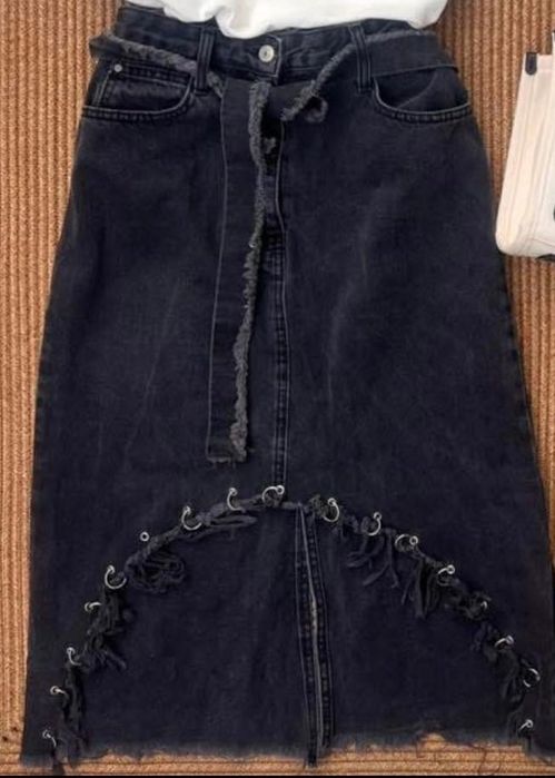 Дамска дънкова черна пола