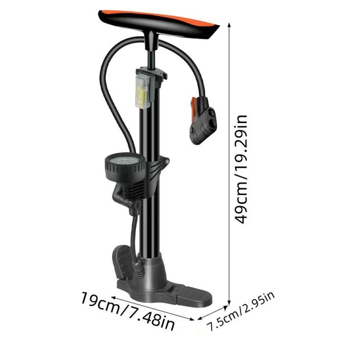 Ръчна помпа с манометър MARTAR, Стоманена, Сгъваема, 11 Bar / 160 PSI