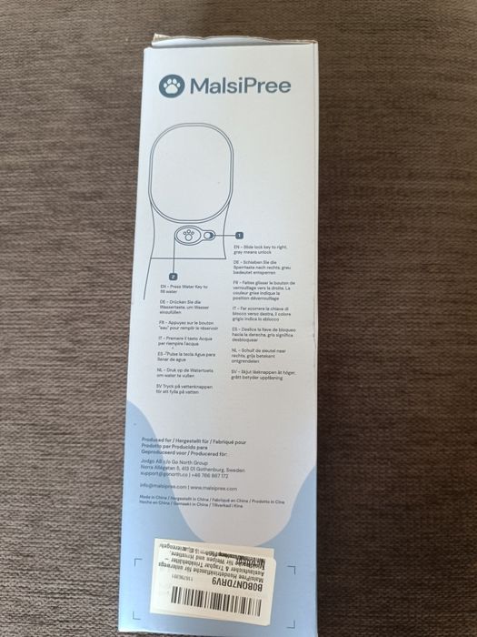 Sticlă portabilă pentru apă câini MalsiPree 550ml - Nouă, anti-scurgere