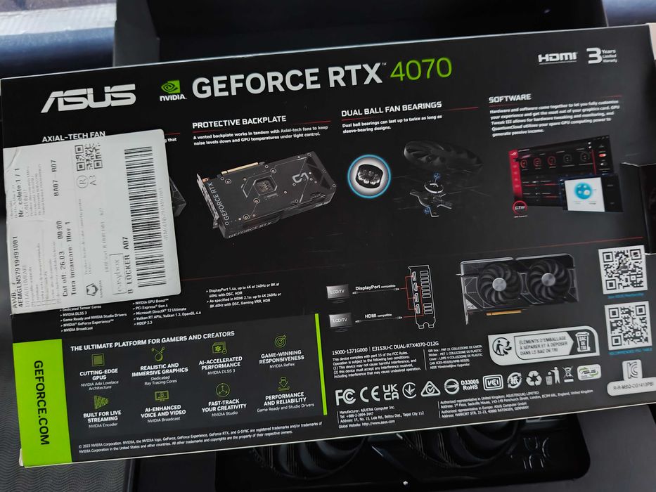 Placa video ASUS RTX 4070 DUAL OC, 12GB (Garantie 03.2027)