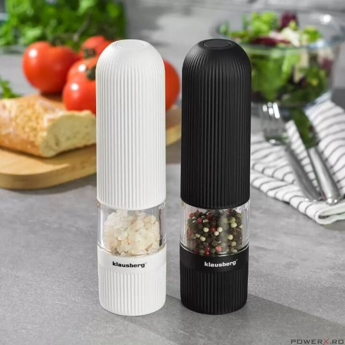 Rasnita pentru sare si piper, neagra, electrica, Klausberg