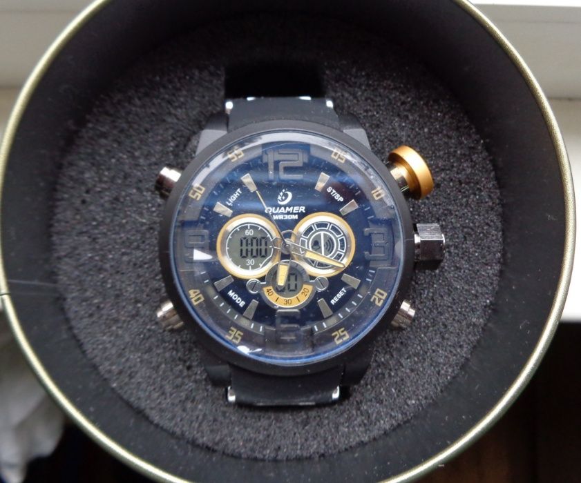 Мъжки часовник QUAMER жълт,бял ново