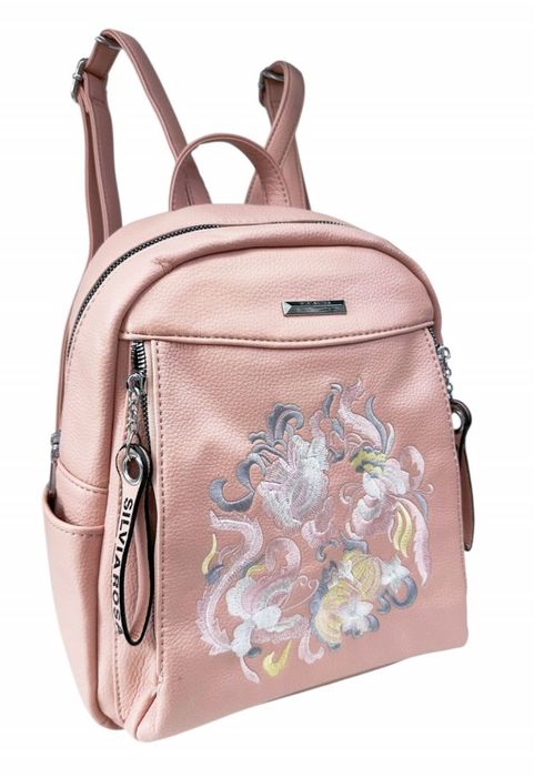 Елегантна и стилна дамска раница с флорална бродерия