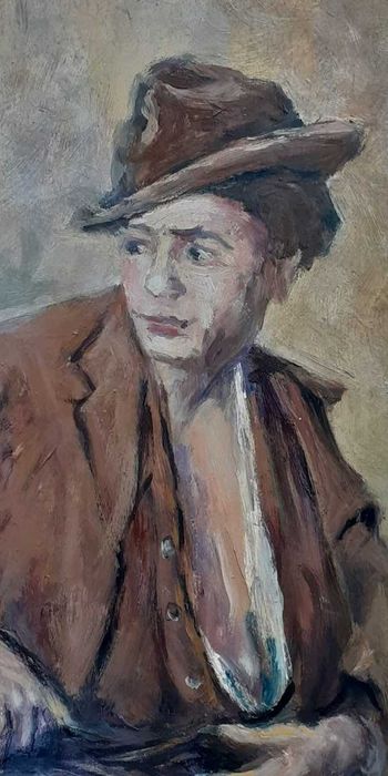 Tablou vechi - personaje - semnat Janos Valentiny