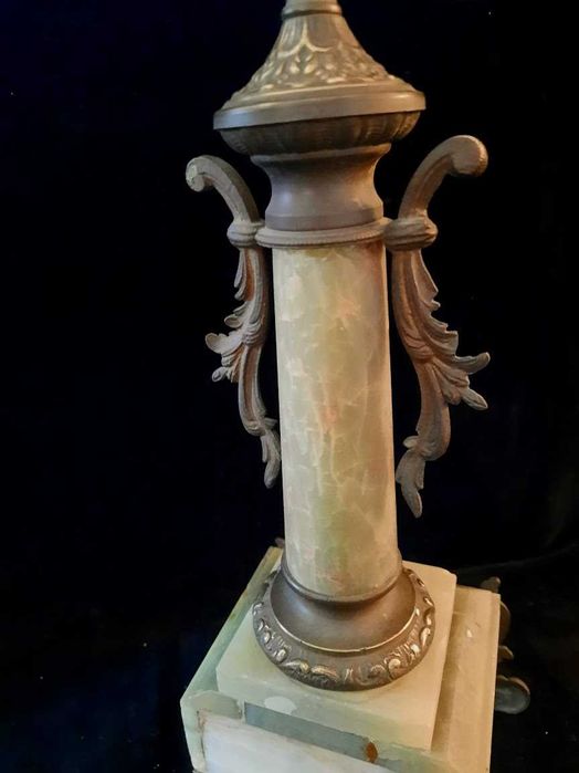sfesnic cu onix verde si ornamente din bronz masiv