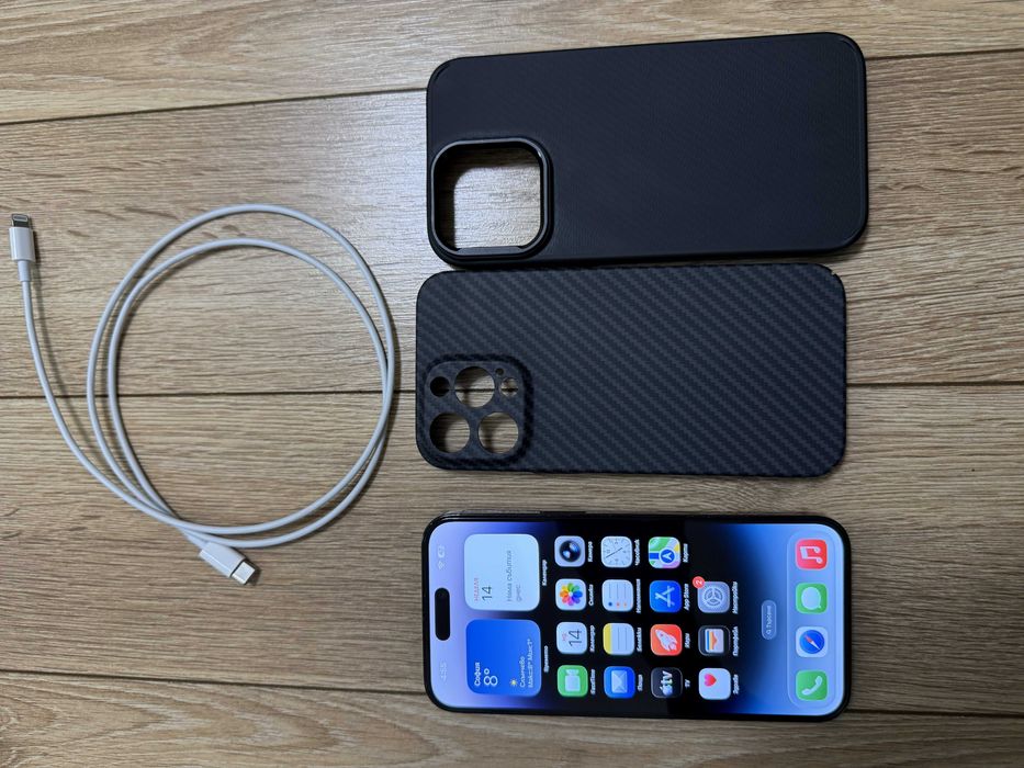 Iphone 14 Pro Max space black 512GB ESIM 83% battery Като нов.