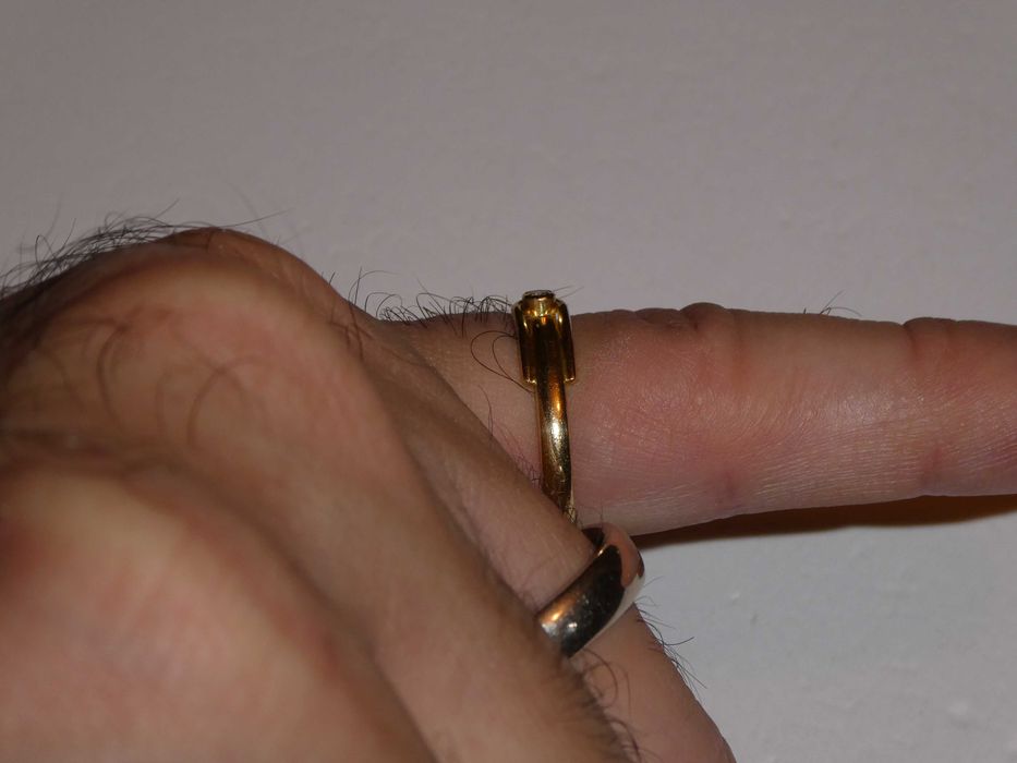 INEL AUR 18K + 1 Diamant = 0.05ct. - De logodna - Vintage - 3.4g. !