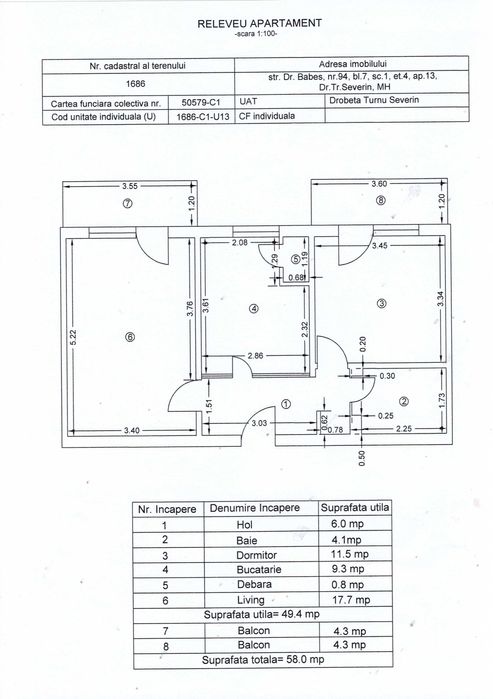 Vand apartament doua camere decomandat, etaj 4, zona IRUC