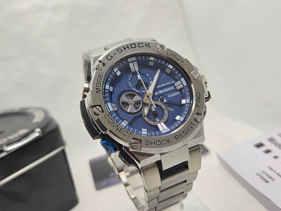 Ceas Sport Barbati Casio g shock GST B100d full metal , SILVER- BLUE Nou.Garantie 2ani