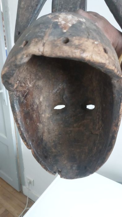 БАУЛЕ Племенна африканска маска , африканско изкуство антикварна стой