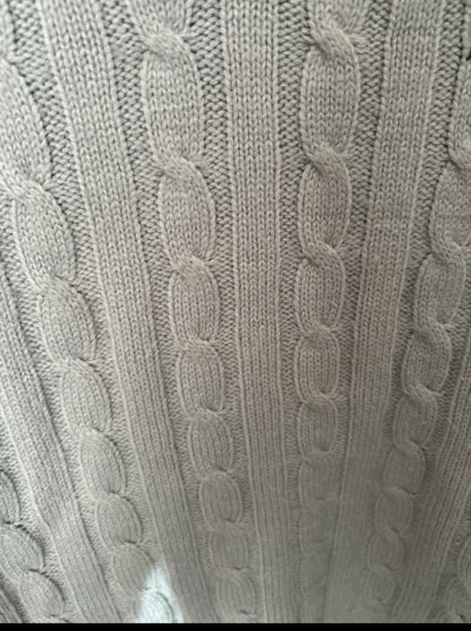 Pulover tricotat gri, model cu cablu, decolteu în V Xs