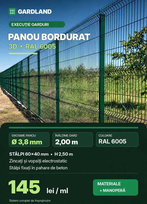 Gard din plasa 3.8 mm / 4.2mm  / 5mm /  instalare gard / montaj gard