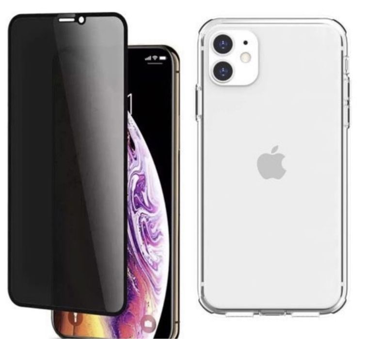 Iphone 11 12 13 PRO MAX Husa Tpu Extra Safe + Folie Sticla Privacy 21D