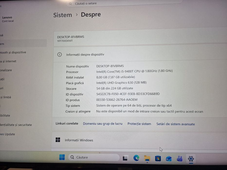 Mini PC Lenovo ThinkCentre M720q i5 Gen 9 / 8GB / SSD / Win 11 Pro Licențiat