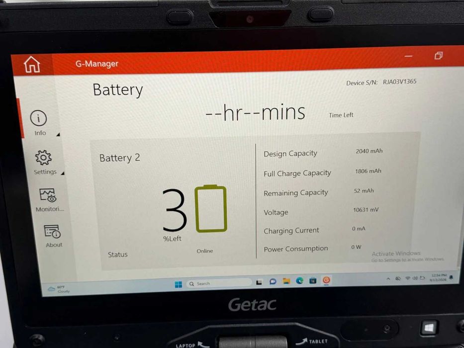 Laptop SH GETAC v110 g4 i5-7200U SSD 512Gb 16GB Ram Diagnoza Auto Fully Rugged