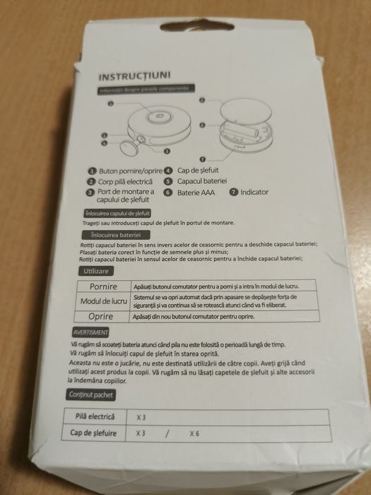 Pila de unghii electrica pentru nou nascuti si copii, cu 6 capete