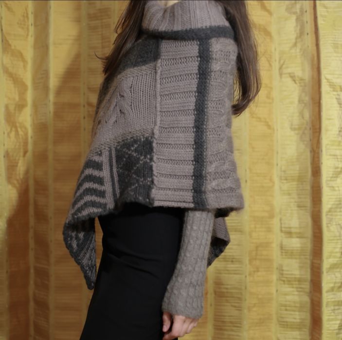 Poncho cardigan pulover lana