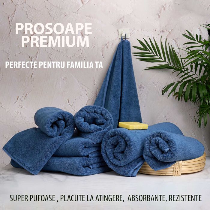 Set 4 prosoape calitate premium, 580 g/ m², 100 % bumbac cu agatatoare