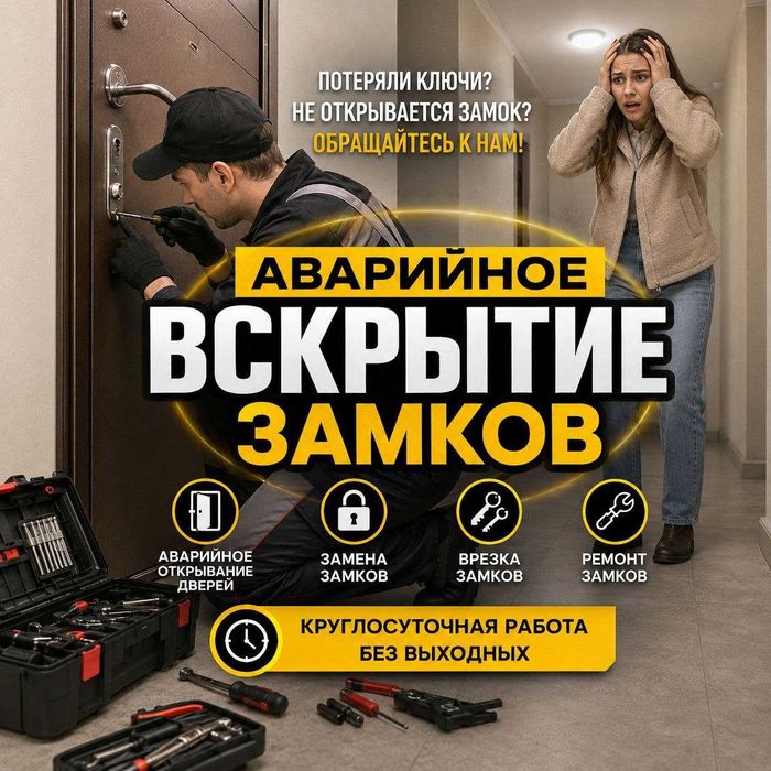 Открыть дверь, аварийное вскрытие квартир, гаражей. Замена замков