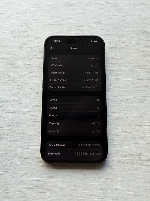 iPhone 14 Pro 1TB Space Black 100% Батерия