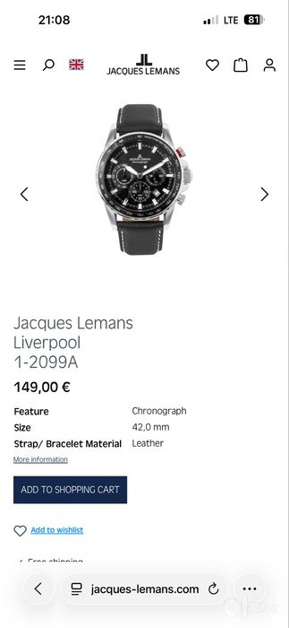 Оригинальные Jacques Lemans 1-2099 Liverpool