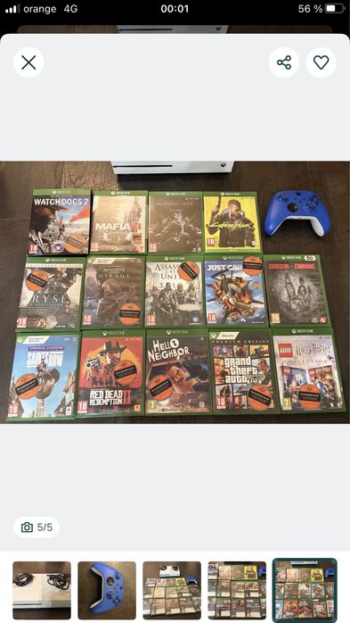 Urgent vand xbox one s de 500 gb cu 16 jocuri