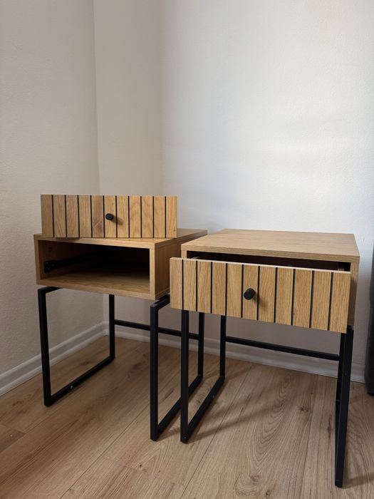 Noptiera HEMDRUP 1 sertar stejar cald/negru