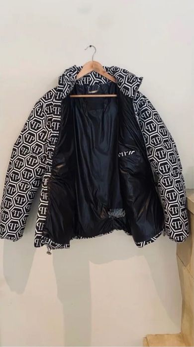 Philipp Plein яке L – черно-бяло с лого принт