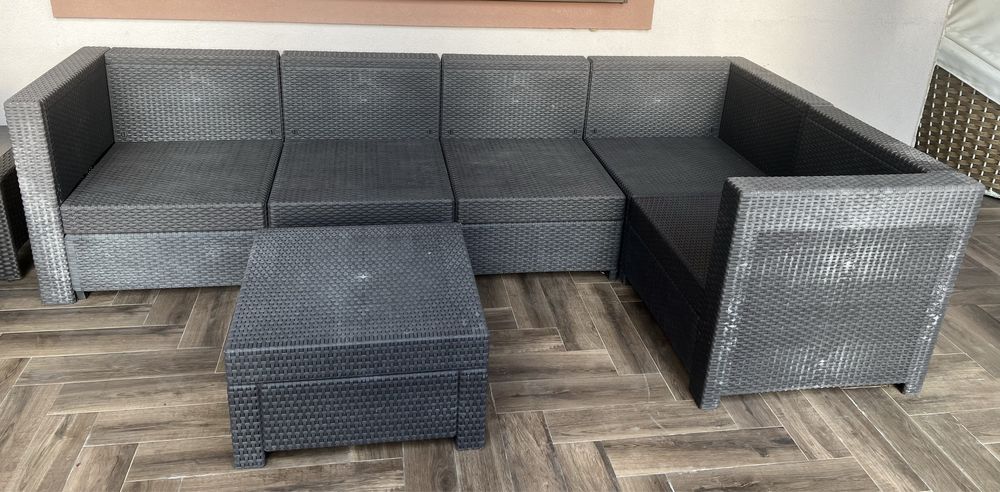 Set terasa coltar modular cu masa