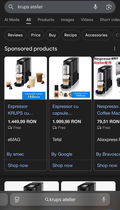 espressor Krups Atelier cu capsule Nespresso si spumare lapte