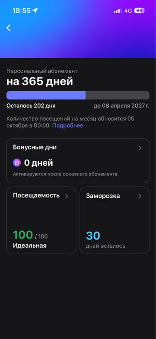 Абонемент 1Fit 202 дней