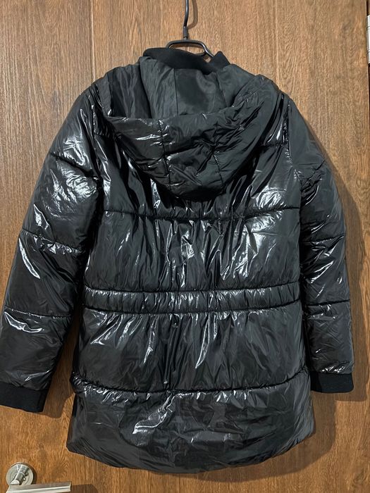 Луксозно черно лъскаво зимно яке/шуба TEX (13-14 г.)