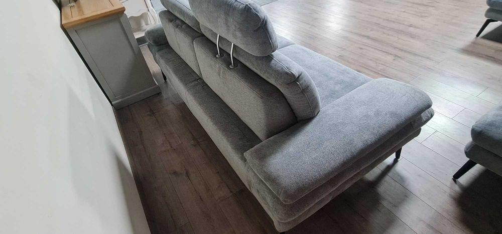 Сив комплект дивани от плат ъглов диван и тройка "Dieter Knoll"