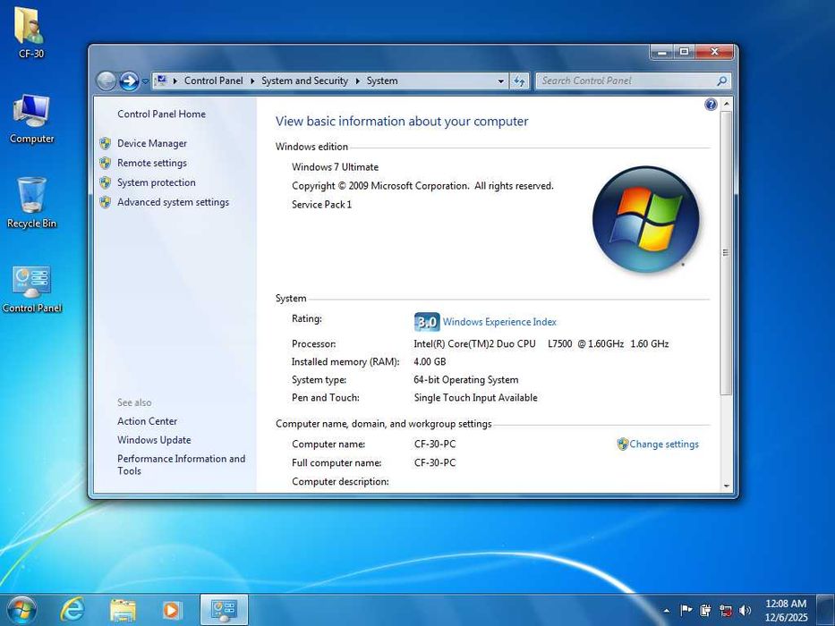 Брониран Panasonic Toughbook CF-30 MK2, TOUCH, SSD
