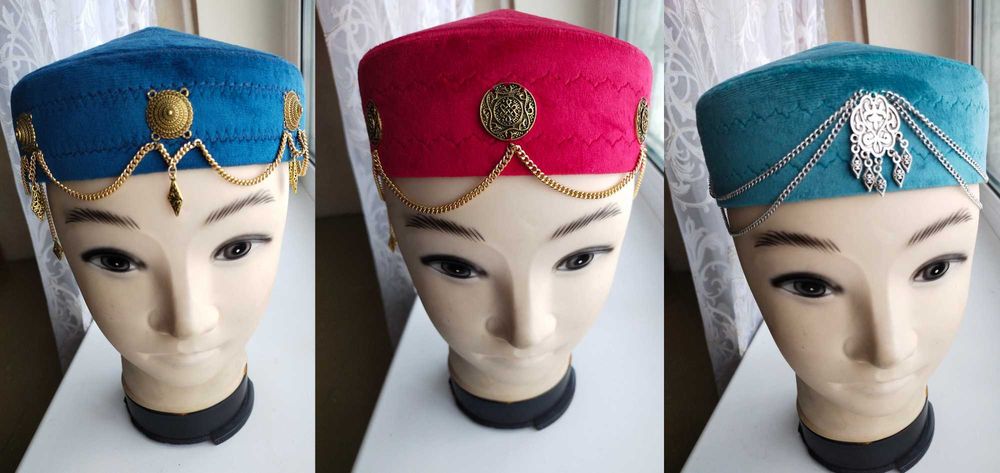 Тюбетейка из велюра украшенная