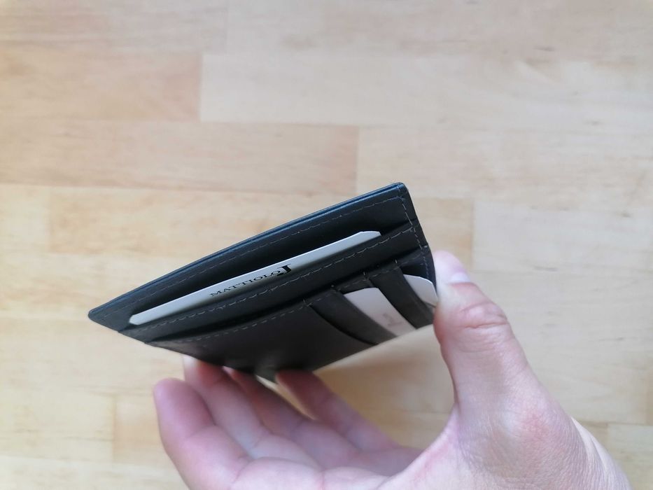 MATIOLO Portofel / Portcard Mattiolo - italy din piele naturală gri – Slim Wallet pentru bărbați