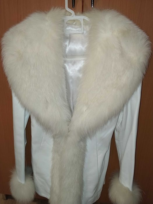 Haină piele+blană naturală
