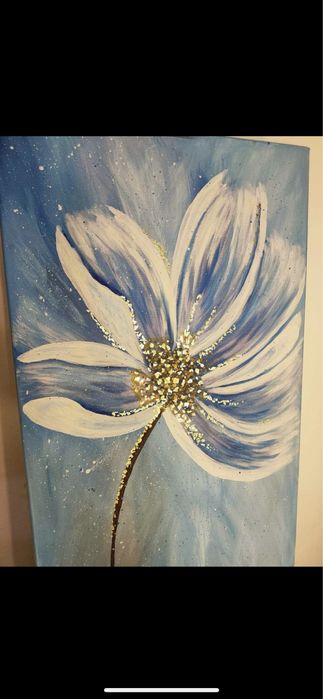 Tablou floare cu foita de aur