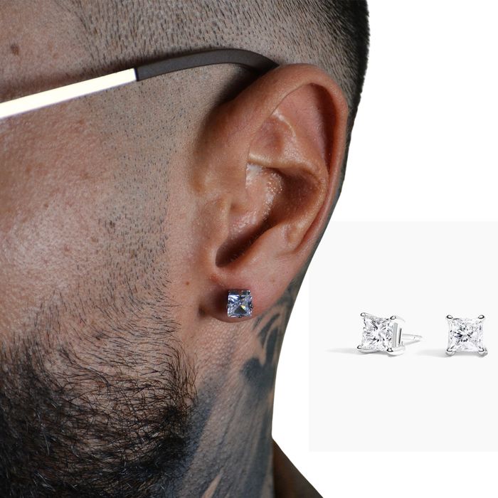 Cercei cubici argintii pentru gaura