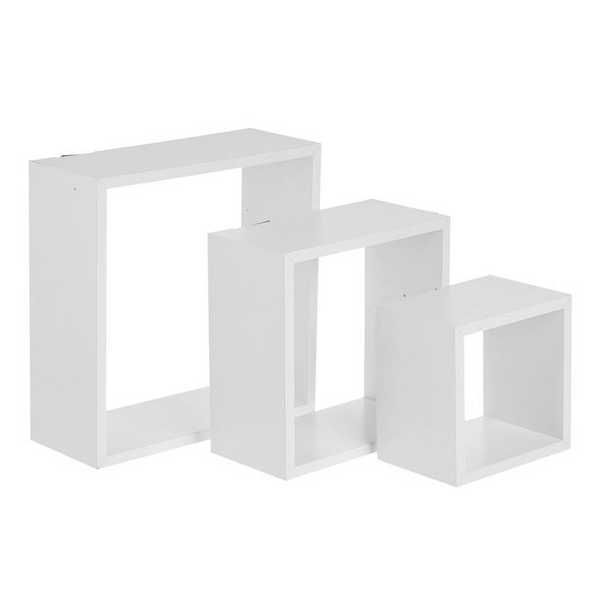 Комплект декоративни рафтове Mercado Trade, За стена, 3бр., Бял