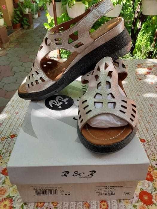 Sandale dama R&R Boutique piele naturala argintii 38 noi