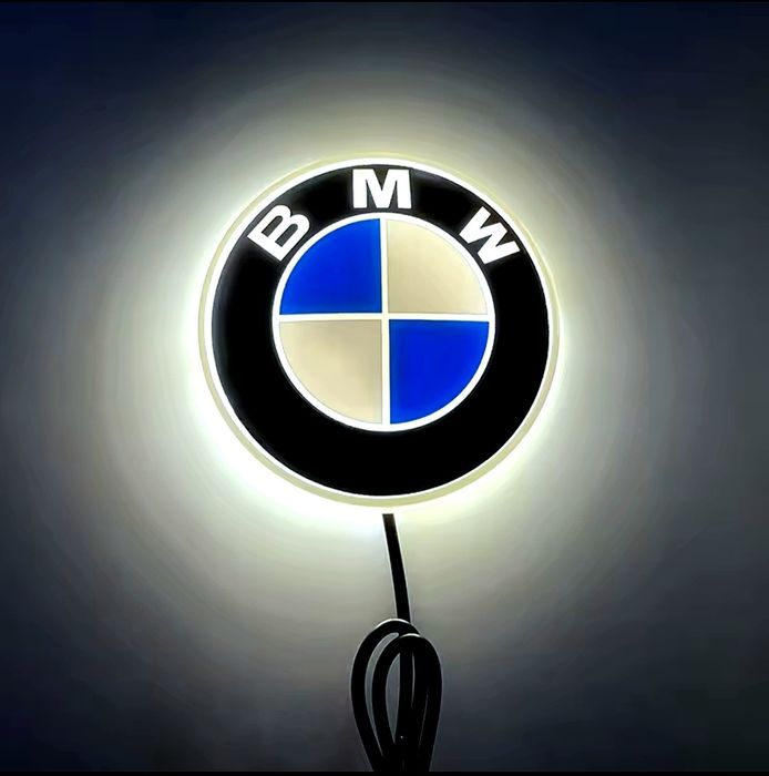 Emblema Iluminata BMW 82 mm Lumina Led Alb / Albastru / Rosu Capota