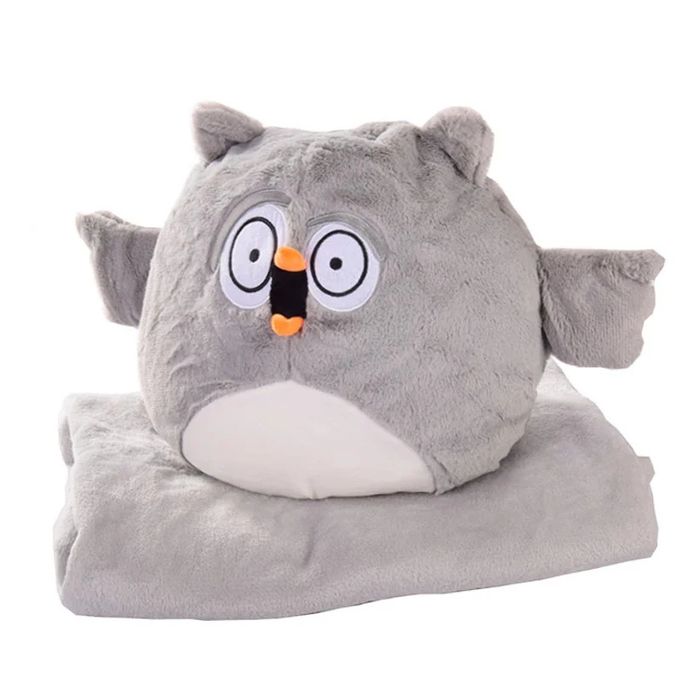 3в1 Емоционален бухал с одеало, Плюшена играчка Бухал с одеало