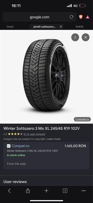 Anvelope Pirelli Winter Sottozero 3 245/45R19 aproape noi