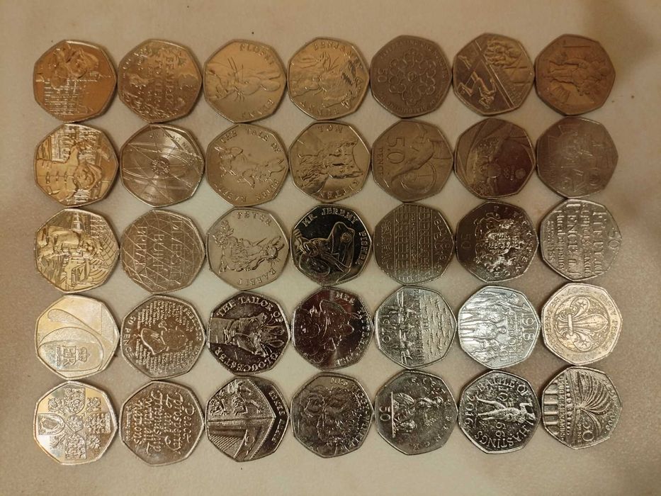 Английски Монети 50 Английски Пенса,Най-Редките, Юбилейни, Колекционерски, Скъпи Монети