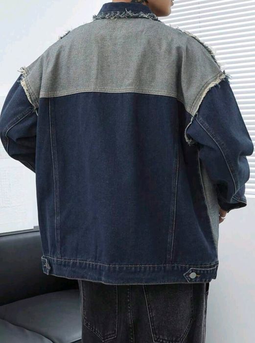 Ново мъжко карго дънково яке  Street Style  изтъркано деним памук  XXL